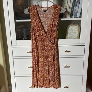 Universal Thread Floral Mini Dress in Brown and White